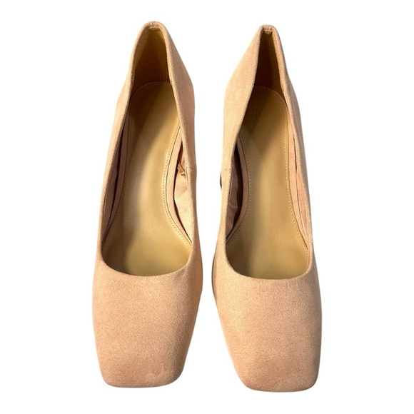 H&M Shoes - H&M Nude Suede Block Heel Pumps – Size EU 39 / US 8